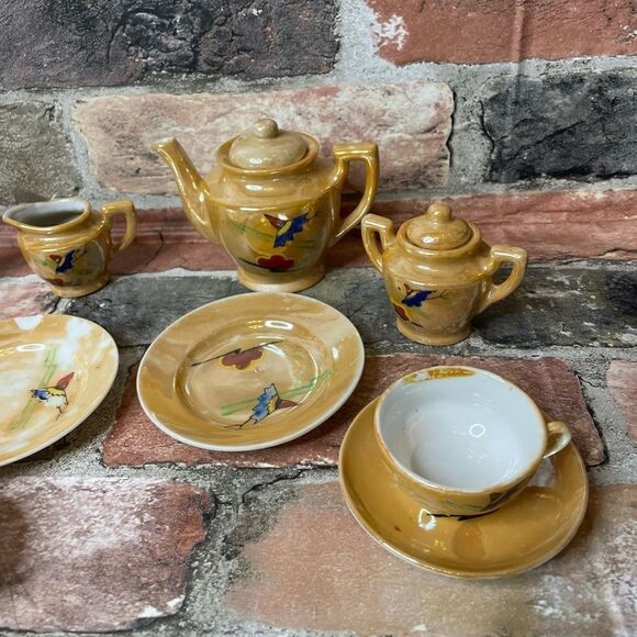 Vintage Mini Glass Play Tea Set Bundle - Picture 3 of 7